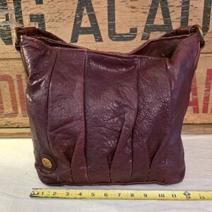 Will Leather Goods Burgundy Leather Shoulder Bag